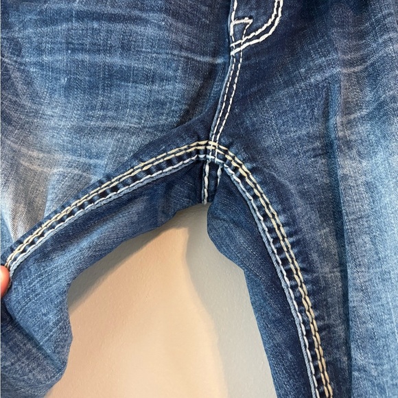 Rock Revival Vintage Blue Acid Wash Y2K Low Rise Denim Embroidered Capri Size30 - Picture 8 of 13